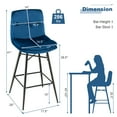 thumbnail image 3 of Costway Set of 2 Velvet Bar Stools Bar Height Kitchen Dining Chairs with Metal Legs Blue, 3 of 9