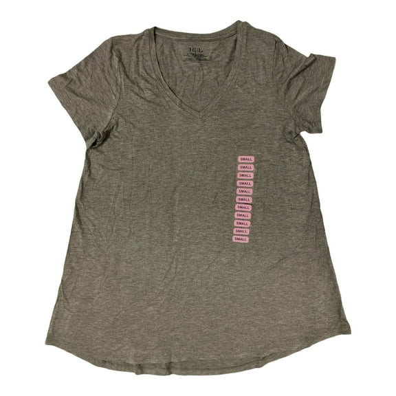 Hue Women's Short Sleeve Relaxed Fit Perfect Legging V-Neck Tee (Heather Grey, XL)