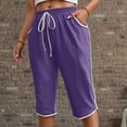 thumbnail image 6 of Capri Pants for Women Spring Summer Elastic Mid Waist Straight Leg Capri Sweatpants Capris with Pockets, 6 of 6