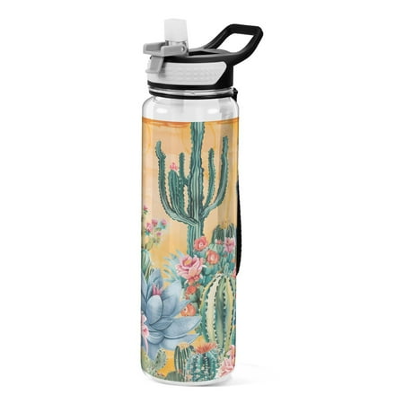 

Cactus Sports Water Bottle 32oz with Straw for Kids Travel Mug BPA Free Leak Proof for School