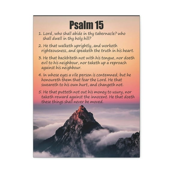 Scripture Walls Psalm 15 Abide in God's Sanctuary Mountain Bible Chapter Canvas Christian Wall Art Ready to Hang Unframed