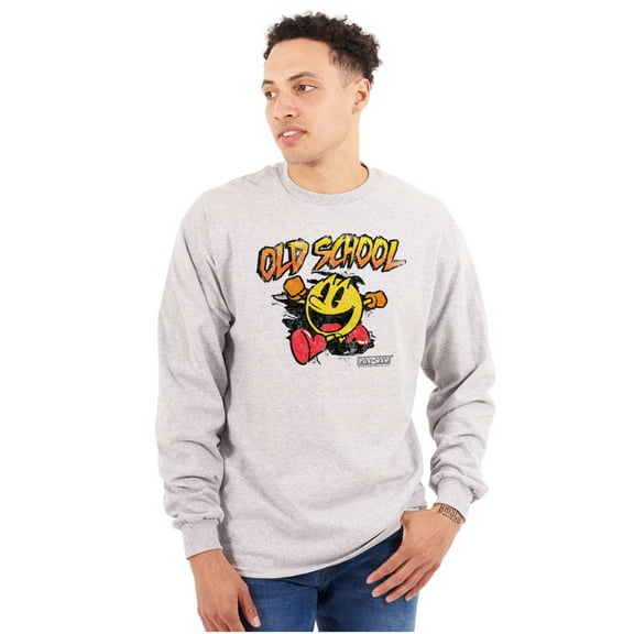 Retro Old School Arcade Game PACMAN Unisex Plus Size Long Sleeve Shirt Brisco Brands 2X