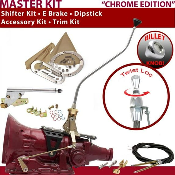 American Shifter 727 Shifter Kit Chrome 23 in. Swan E Brake Cable Trim Kit Dipstick for F51C1