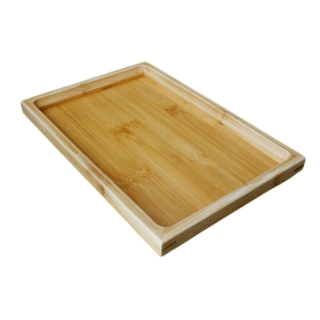 Bandeja de madera rectangular para servir, decorativa para sala de estar. 12.99x8.66x1.18 pulgadas