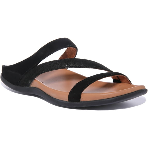 Strive Trio Women's Strappy Leather Sandal In Black Size 7.5/8