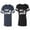 Men Navy / Women Black, variant on The King His Queen Unisex Couple Matching Cotton Jersey style T-Shirt Contrasting stripes on sleeves (Men Navy / Women Black) (Men S / Women S)
