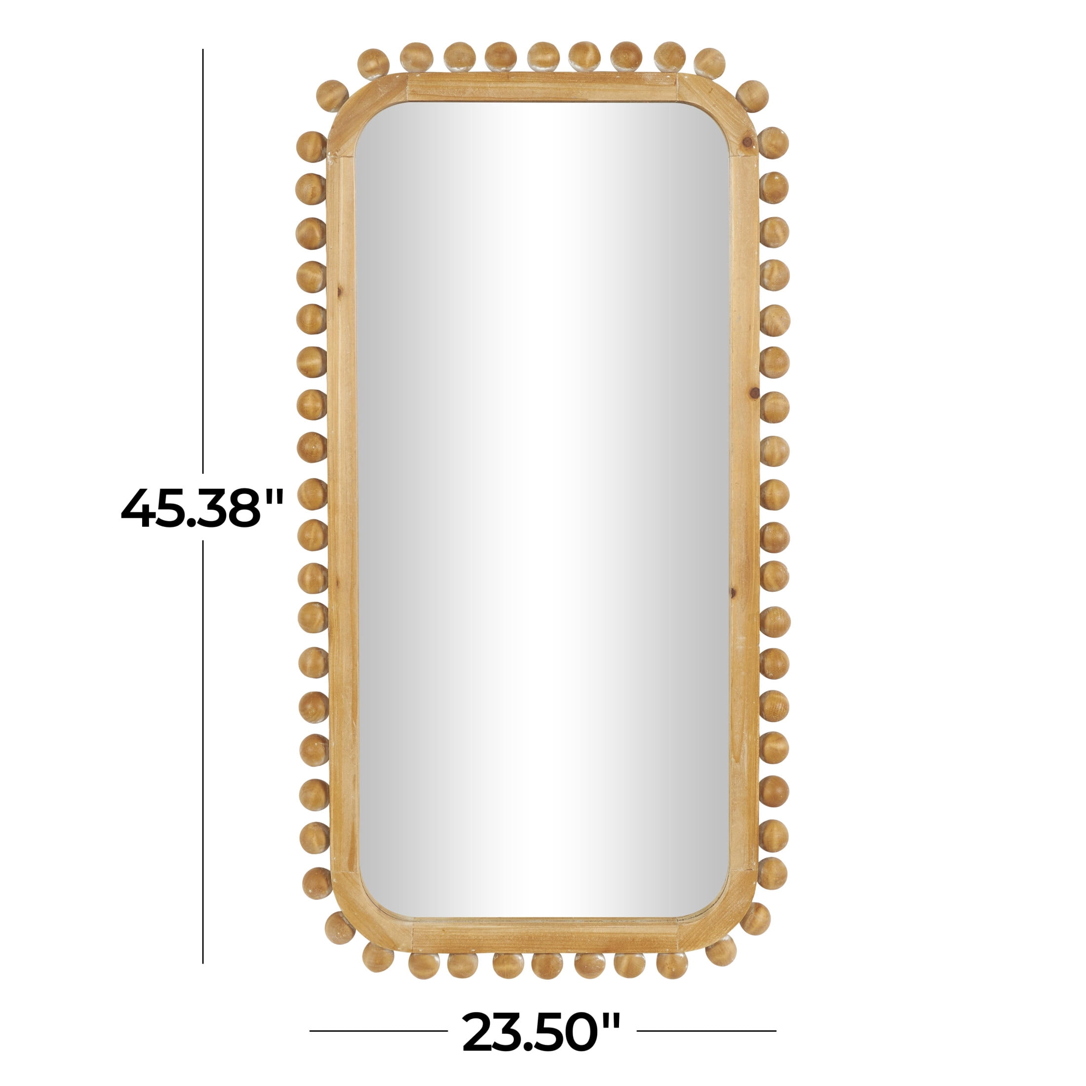 DecMode 24" x 45" Brown Wall Mirror with Beaded Frame
