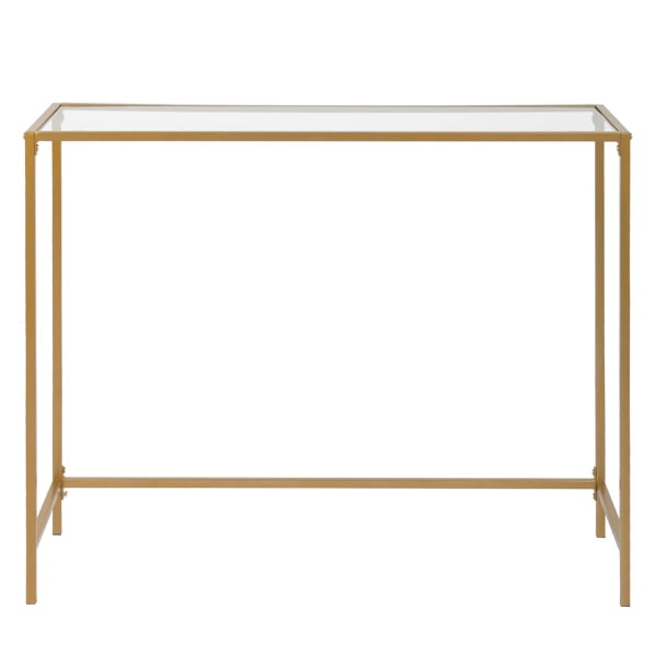 39.4" Console Sofa Table, Modern Entryway Table, Tempered Glass Table, Metal Frame, for Living