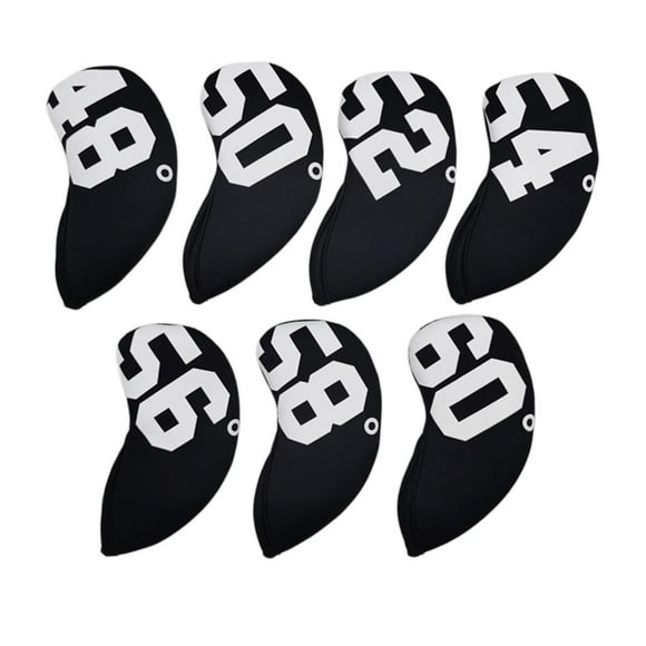 Naiovety 7Pcs Golf Club Headcover Iron Head Wedge Angle Cover Protector Sleeve Golf Negro
