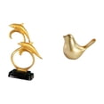 thumbnail image 5 of Dolphin Figurine Golden Birds Statue Resin Material Unique Home Office Desk Decoration Collectible for Living Room Study, 5 of 8