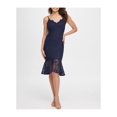 thumbnail image 1 of GUESS Womens Navy Lace Flounce-Hem Spaghetti Strap Sweetheart Neckline Knee Length Party Sheath Dress 12, 1 of 1