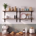 thumbnail image 3 of Mifurn 2-Tier Floating Shelves for Wall, 23.6" Adjustable Wall Track Wood Shelves, Rustic Brown, 3 of 9