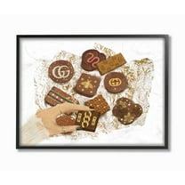 Stupell Industries Fashion Brand Candy Sample Gold Glam Design Graphic Art Black Framed Art Print Wall Art, 24x30, by Ziwei Li