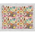 thumbnail image 1 of Owl Tapestry, Cartoon Style Funny Avian Animals Design with Colorful Dots and Triangles Forest Doodle, Wall Hanging for Bedroom Living Room Dorm Decor, 60W X 40L Inches, Multicolor, by Ambesonne, 1 of 2