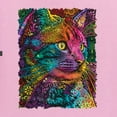 thumbnail image 2 of Colorful Cat Portrait | Cat Lover Owner | Dean Russo Art Animal Lover Womens T-Shirt, Light Pink, M, 2 of 5