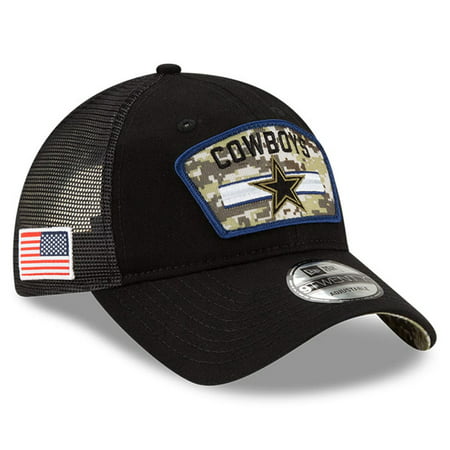Men's New Era Black Dallas Cowboys 2021 Salute To Service Trucker 9TWENTY Adjustable Hat - OSFA