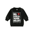 thumbnail image 1 of Vêtements de la Saint-Valentin pour Bébé Fille Garçon Chandail en Molleton Manches Longues Col Rond Imprimé Lettre Pull Tops Tenue d'Automne, 1 of 7