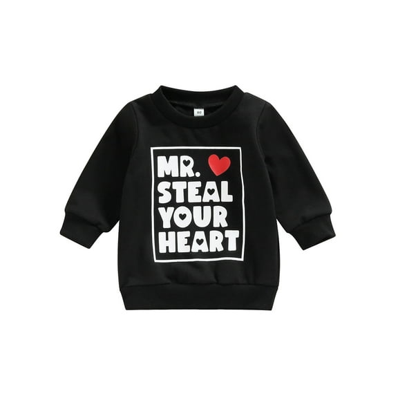 Aunavey Toddler Baby Boys Girls Valentine's Day Sweatshirt MR. Steal Your Heart Pullover Spring Clothes Top