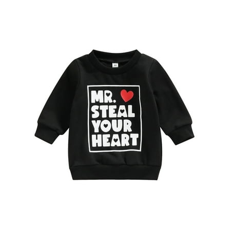 

Arvbitana Toddler Baby Girls Boys Valentine s Day Sweatshirt Long Sleeve Round Neck Heart Letter Print Pullover Tops Spring Casual Clothes 0-3T