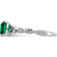 thumbnail image 4 of Sterling Silver Rhodium-Plated Created Emerald And Diamond Ringsize 8 (Width 1.75 To 3) - Jbsp, 4 of 5