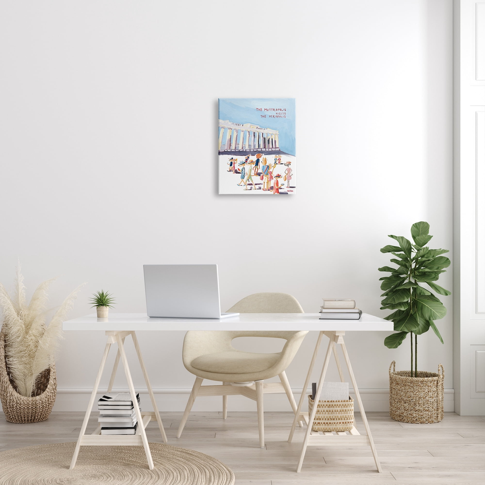 Stupell Industries Muttropolis Visits Acropolis Funny Animals & Insects Painting Gallery Wrapped Canvas Print Wall Art