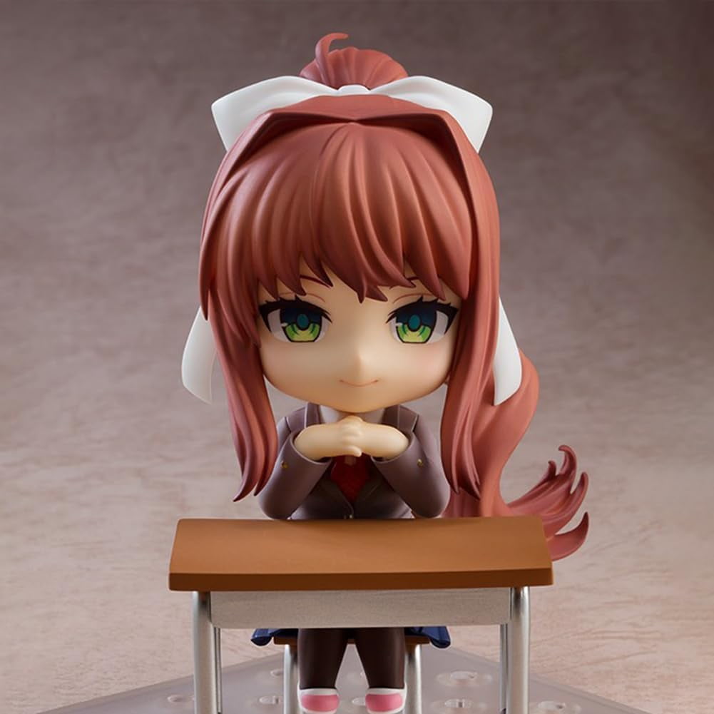 Monika Anime Figure Yuri Action Figurine Cartoon Interchangeable Face Model with Accessories PVC Anime Statue Collection Desktop Ornaments