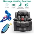 thumbnail image 5 of VIVIJASON Manual Swivel Rocking Glider Recliner Chair with Heat & Vibration Massage, 360° Swivel Overstuffed Reclining Chair with 2 Cup Holders, Side Pockets & USB Ports for Living Room, Gray, 5 of 7