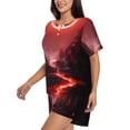 thumbnail image 2 of Fuzoiu Red Moon Lava Print Women's Short-Sleeved Pajama Set,Lounge Sleepwear Set,Womens Pajama Sets 2 Piece,Button-Up Top and Shorts with Pockets-4X-Large, 2 of 7