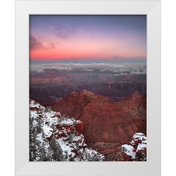 Jaynes Gallery 12x14 White Modern Wood Framed Museum Art Print Titled - USA-Arizona-Grand Canyon-Winter sunrise on canyon
