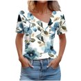 thumbnail image 3 of YOTAMI Plus Size V-Neck Tops for Women V-Neck Graphic T-Shirts for Work Floral Print Short Sleeve Loose Shirts Multicolor, Sizes S-3X, 3 of 5