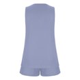 thumbnail image 4 of Scyoekwg Womens 2 Piece Outfits for Summer Sweatsuits Sets Trendy Tracksuit Sleeveless V-Neck Crochet Lace Trim Tops Shorts Solid Color Casual Loose Matching Sets (Light Blue,M), 4 of 5