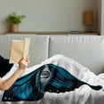 thumbnail image 3 of Eye Soft Flannel Fleece Throw Blanket, Realistic Female Eye on Butterfly Wings Makeup Masquerade, Cozy Plush for Indoor and Outdoor Use, 60" x 80", Blue Black White, by Ambesonne, 3 of 5