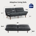 thumbnail image 3 of CHITOOMA 75" Corduroy Futon Sofa Bed, Gray Convertible Couch with Adjustable Backrest and 6-Level Armrests, Comfy Sleeper Sofa for Living Room, Apartment, or Office, 3 of 11