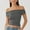 Dark Gray, variant on QUNYINEY Solid Womens Tshirts Casual Off Shoulder Boat Neck Tops Crop Short Sleeve Slim Shirts