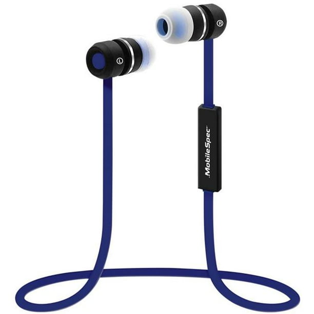 Mobilespec MBS11104 Écouteurs Sans Fil Bluetooth avec Micro en Ligne - Bleu & Noir