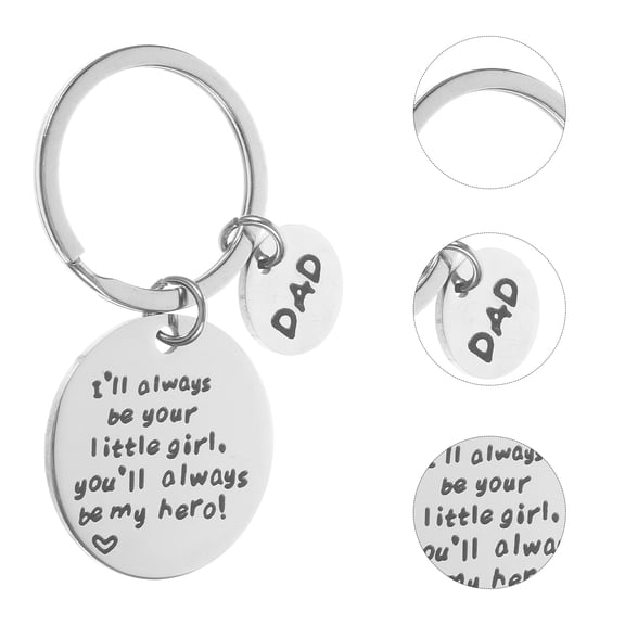KAJNBN 1 Set Fathers Day Keychain Pendant Decorative Silver Stainless Steel 0.8x3x6cm