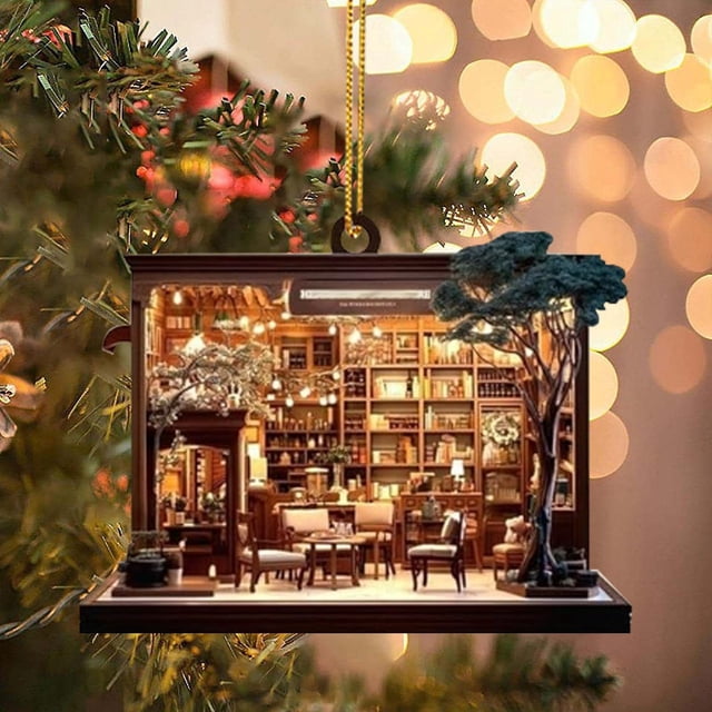 2D Flat Acrylic Book For Party Decoration Christmas Bookstore Decoration Book For Book Lovers Christmas Book Stacking Hanging Decoration Glass Christmas Decorations Holiday Decorations for Home