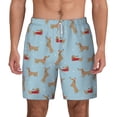 thumbnail image 2 of Picia Dachshund Dog pattern Mens Swim Trunks with Compression Liner Stretch Beach Shorts Quick Dry with Zipper Pockets No-Chafing Board Shorts-Large, 2 of 9