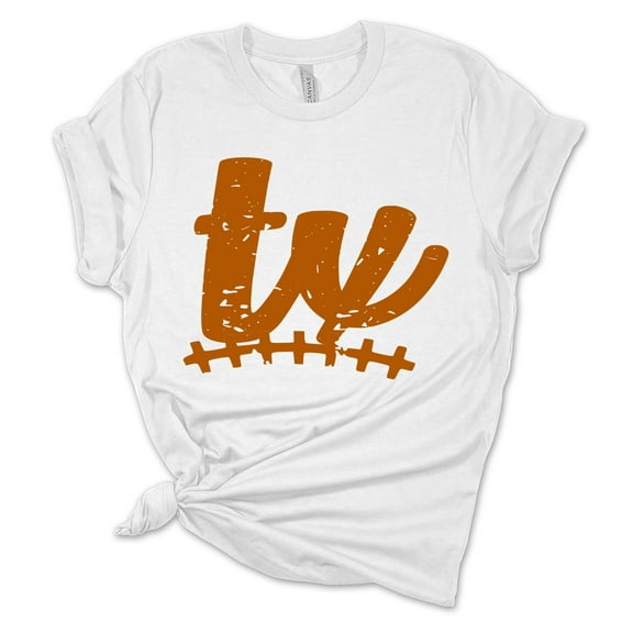Women's Texas Tshirt Distressed TX Football Texas Burnt Orange State College Football Short Sleeve T-shirt-White-small