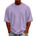 thumbnail image 2 of Plus Size 5XL Men's Shirt Short Sleeve 100%Cotton T-Shirts Breathable Crew Neck Athletic Tshirts Casual Summer Tops, 2 of 8