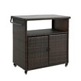thumbnail image 4 of Homefun Outdoor Grill Carts with Storage Cabinet - Outdoor Bar Carts with Wheels Wicker Patio Kitchen Island Bar Table Weatherproof Prep Stand, Black, 4 of 7