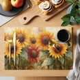 thumbnail image 2 of Summer Floral Placemats Set of 12, Watercolor Vintage Yellow Red Sunflower Non-Slip Place Mats Washable Table Mats for Kitchen Dining Table Decorations Indoor/Outdoor, 2 of 9