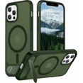 thumbnail image 1 of Funda Magnética con Soporte invisible Integrado, Delgada y Fina, para iPhone 12 Pro Max 6.7", Verde, 1 of 7