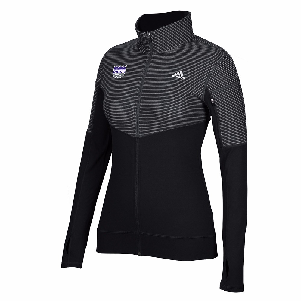 Sacramento Kings NBA Adidas Black Lightweight Climalite Performance Full Zip Team Logo Pullover Jacket For Women by Adidas