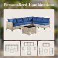 thumbnail image 3 of Vcatnet Outdoor Furniture 10 Pieces Patio Conversation Set All-Weather Rattan Wicker Outdoor Sectionals with Swivel Rocking Chair and Solar-Powered Coffee Table Navy Blue, 3 of 11