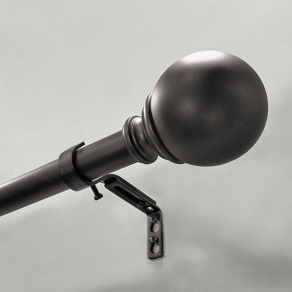 Lumi 1" Oil Rubbed Bronze Ball Single Curtain Rod, 72-144"