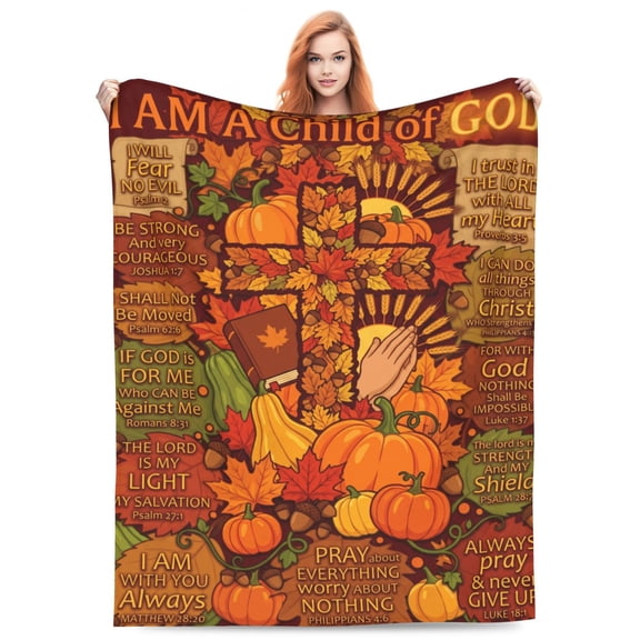 Christian Blanket, Bible Verse Faith Design, Inspirational Religious Pattern, Soft Cozy Flannel Throw Blanket 50x40