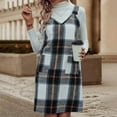 thumbnail image 4 of aohooy Overall Dress for Women Fall Plaid Winter V Neck Flannel Sleeveless Dresses Wide Strpas Pockets Pinafore Mini Skirts Coffee,L, 4 of 7