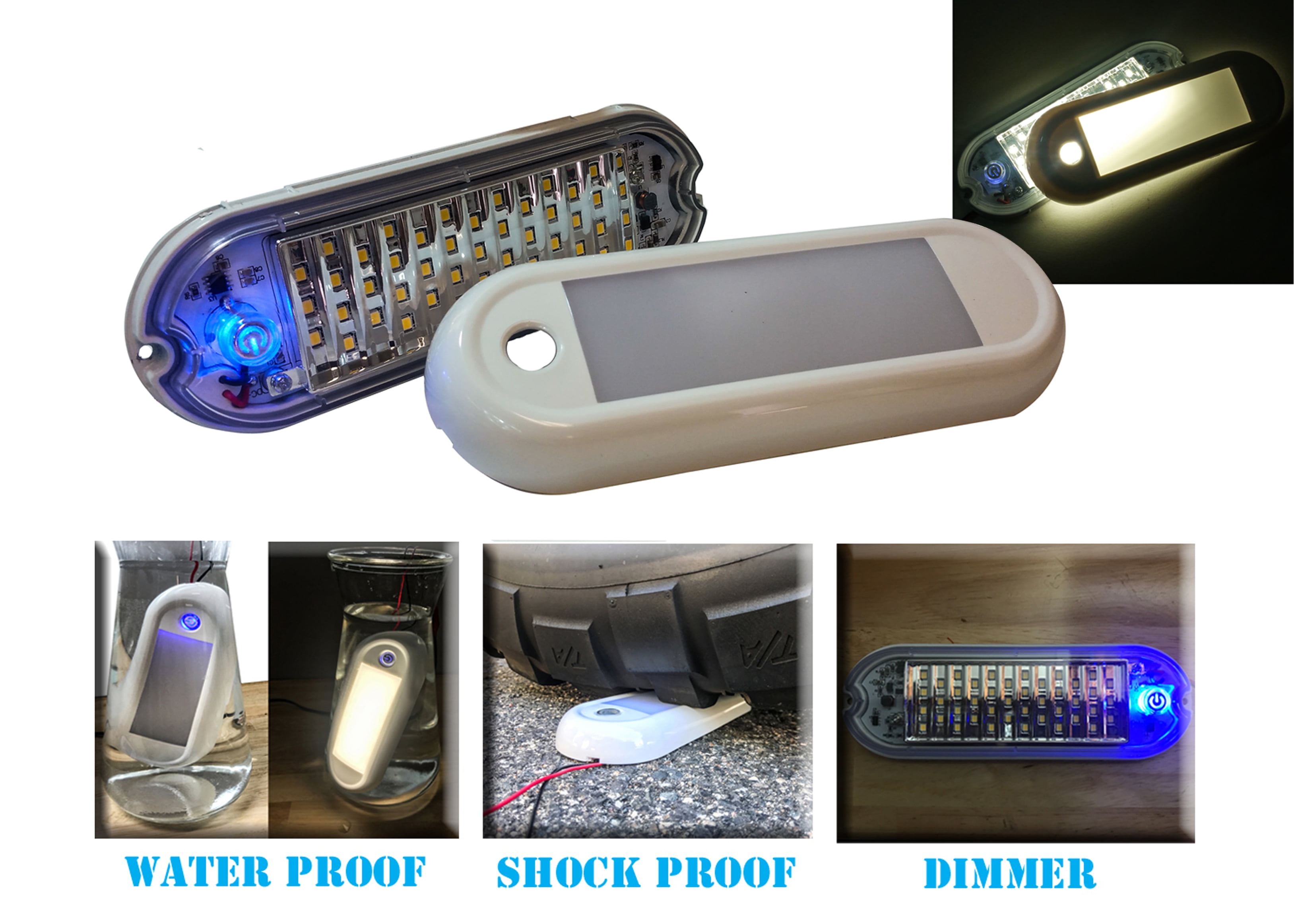 7" LED OZUSA Dome Light Dimmer Fixture Marine RV Motorhome Camper