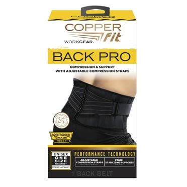 Copper Fit® Work Gear Back Support Belt Pro, Compression, Support, Adjustable Straps, Black, One Size